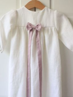Baptism bow linen - christening dress decoration