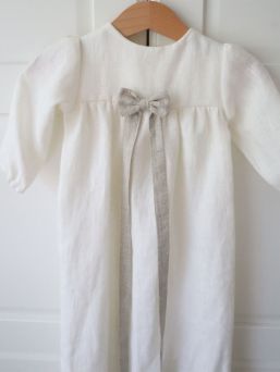 Baptism bow linen - christening dress decoration