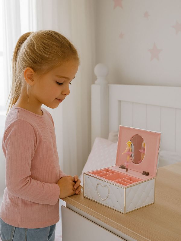 Beautiful silver-plated jewelry box, ballerina