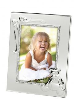 Beautiful baby silver-plated picture frame, bear
