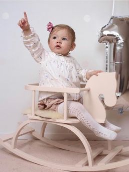 Petit Puk wooden rocking horse, natural