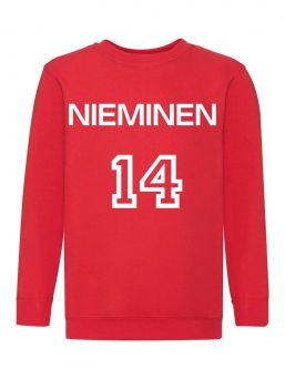 Children's sweatshirt with name and number, red