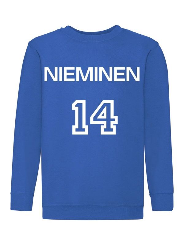 Children's sweatshirt with name and number, royal blue