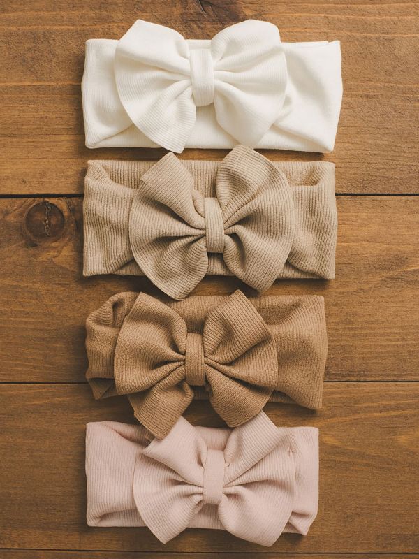 Wide bow headband for baby – elastic headband, Old Pink