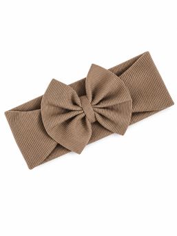 Wide bow headband for baby – elastic headband, Dark Beige