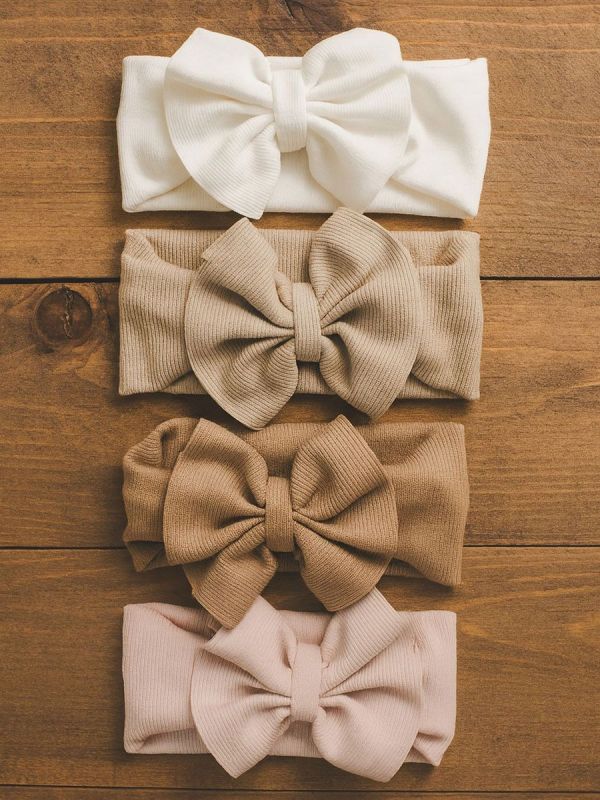 Wide bow headband for baby – elastic headband, Dark Beige
