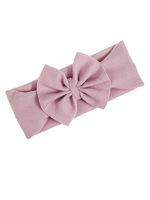 Wide bow headband for baby – elastic headband, Old Pink