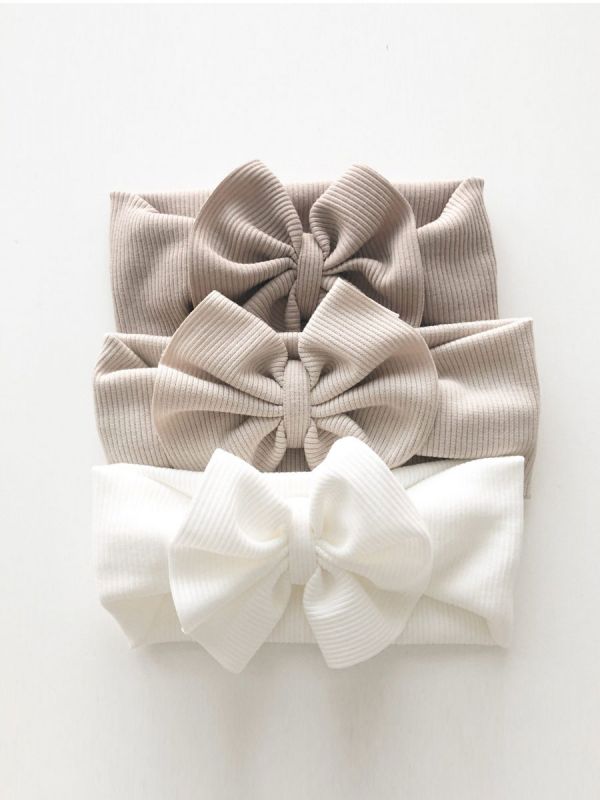 Wide bow headband for baby – elastic headband, White