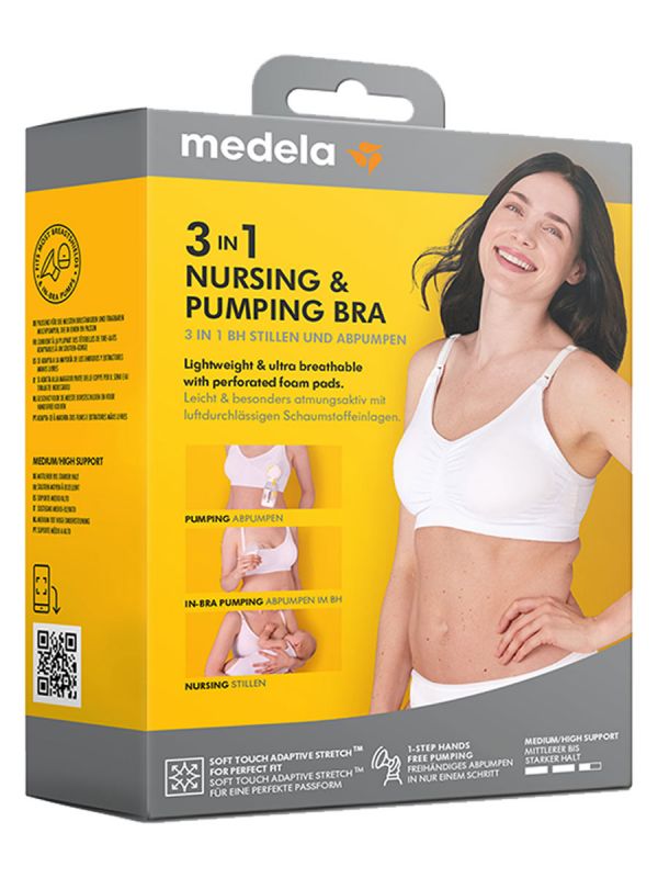 Medela 3in1 nursing and pumping bra - white