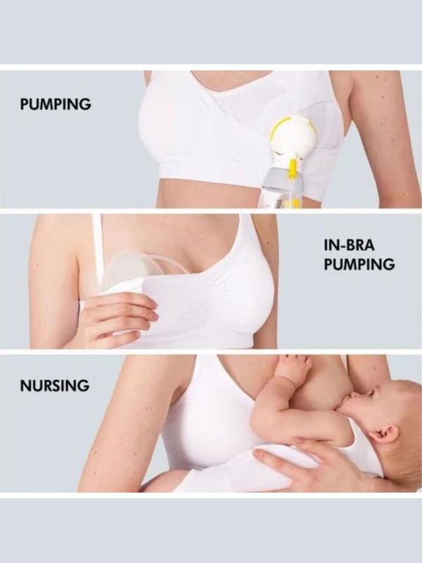 Medela 3in1 nursing and pumping bra - white