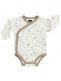 Light-colored Boley long-sleeved wrap bodysuits, 2-PACK. Convenient opening mechanism in the body at the front - makes changing the diaper easier and faster.