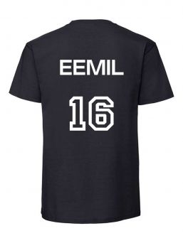 Game shirt with the child's name and number 104-164cm, black