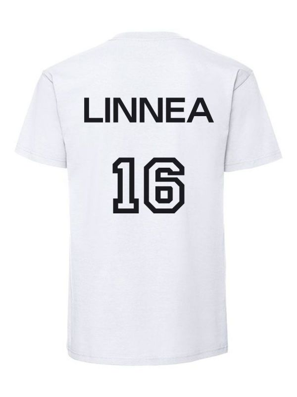 Game shirt with the child's name and number 104-164cm, white