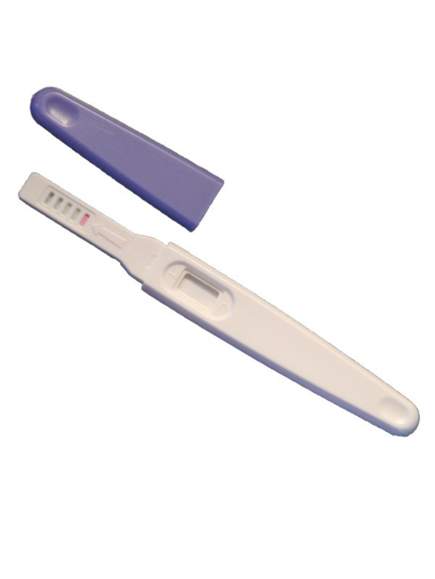midstream-pregnancy-test-fairyofpregnancy. The Raskauskeiju's sensitive pregnancy test. User-friendly thanks to its long length. The test is done by urinating on the suction surface of the test or by dipping the suction surface in a urine container.