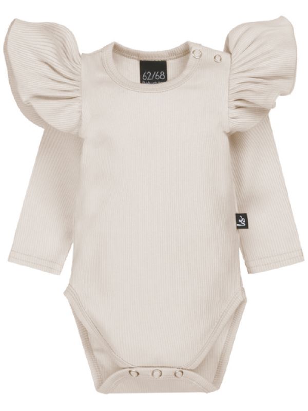 Babystyling Ruffle romper Rib Sand