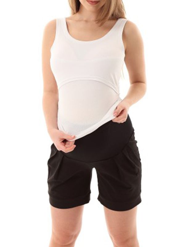 Basic black maternity shorts.