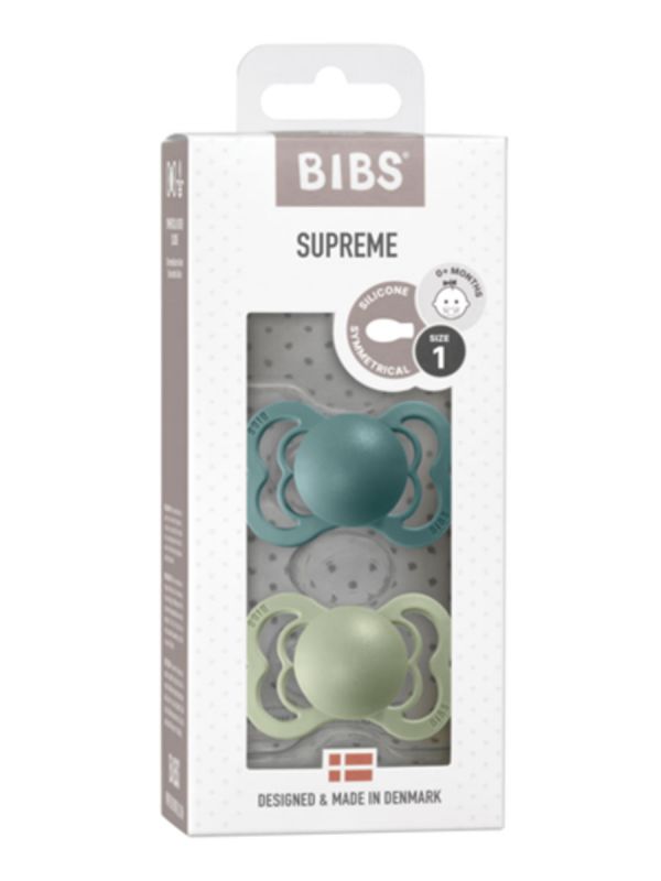 The BIBS Supreme pacifier has a valve that allows air to escape from inside the pacifier. As air escapes from inside the pacifier, the pressure in the child's palate and gums decreases. 2-pack.