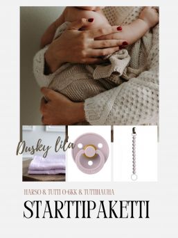 Pacifier holder + pacifier + muslin, dusky lila