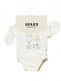 Light-colored Boley long-sleeved wrap bodysuits, 2-PACK. Convenient opening mechanism in the body at the front - makes changing the diaper easier and faster.