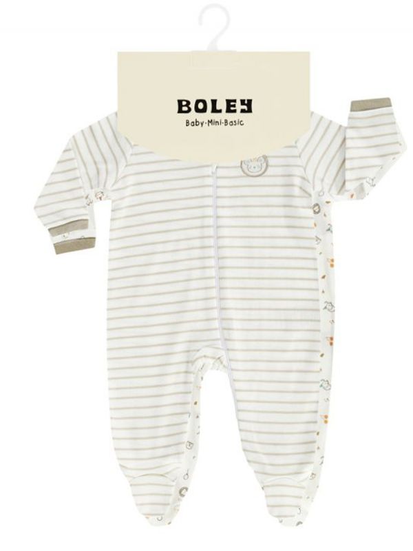Light-colored Boley long-sleeved baby jumpsuit, 2-PACK. Perfect for night use.