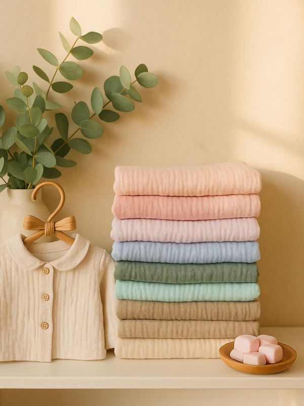 Neatly folded baby cotton gauze – soft and breathable gauze for babies, for example, as swaddling cloth, for strollers or for diaper changes.